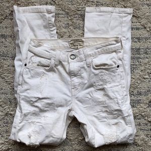Current/Elliott White Distressed White Jeans